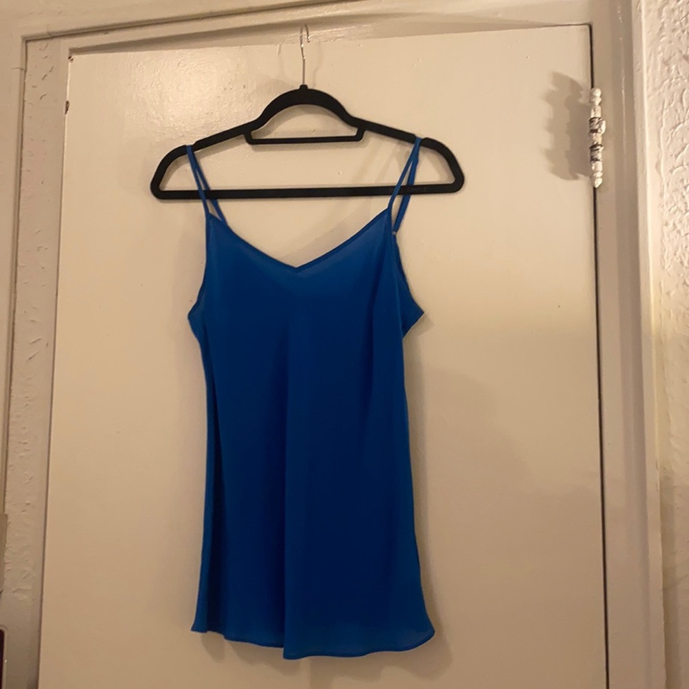J.Crew 100% Silk Cami Tank Top Royal Blue Spaghetti Strap Size Small